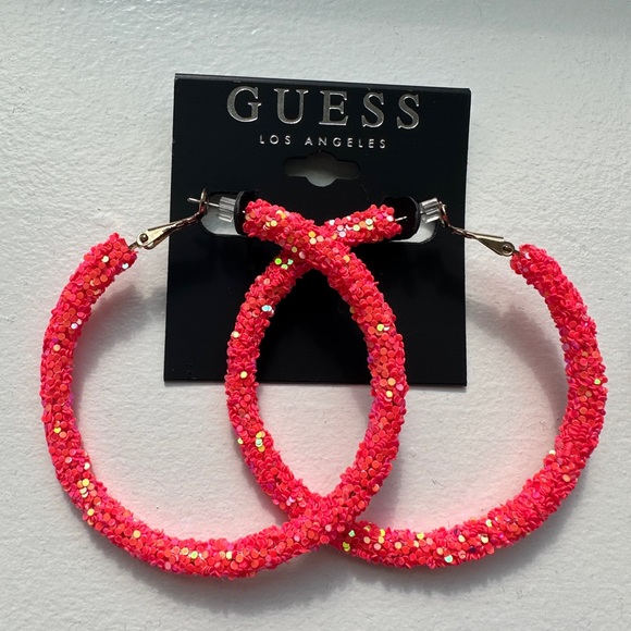 GUESS Set of 2 Glitter Hoop Earrings - Picture 2 of 3